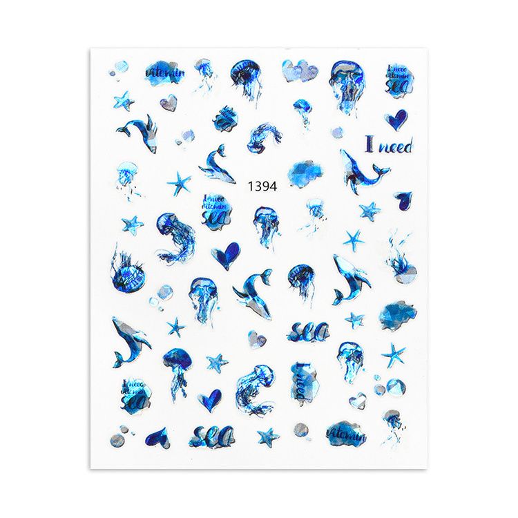 Rosalind Custom fashion blue 3d nail art stickers wholesale Butterfly Flowers Animals snowman nails decals for girls