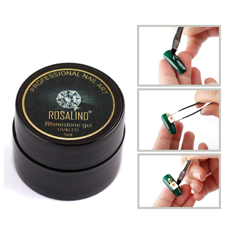 Rosalind nail varnish decoration tools 5ml rhinestone gel glue adhesives sticky uv gel nail polish rhinestone gel for wholesale