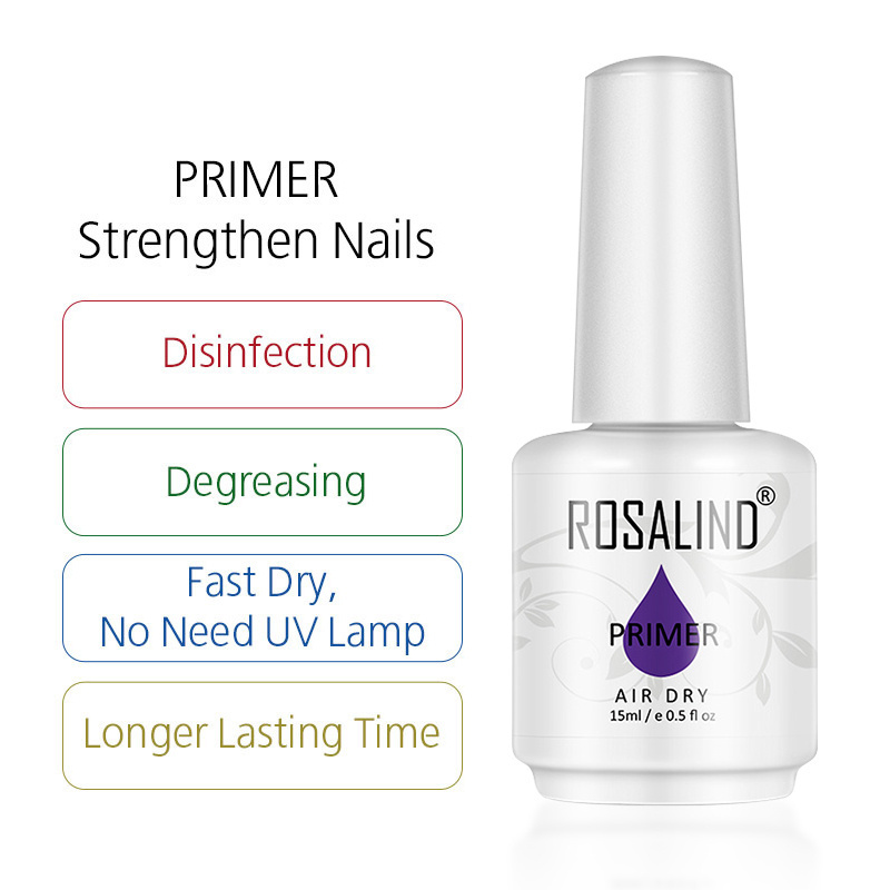 Rosalind wholesale private label oem nail art tools air dry uv acrylic gel polish primer liquid 15ml nail primer for bond nails