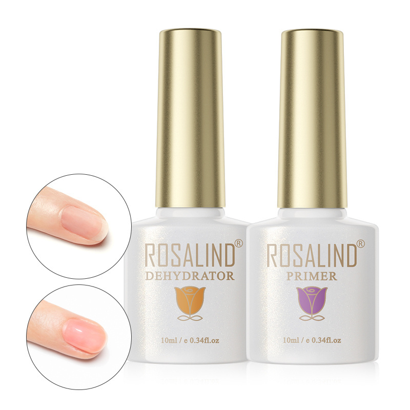 Rosalind nail supplies oem custom logo air dry acid free 10ml prep dehydrator and nail bonder primer for nails art uv gel polish