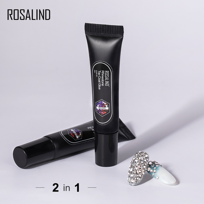 Rosalind oem non toxic vegan 8g strong rhinestone top coat nail polish glue pen diamond gem stone crystal adhesive for nails art