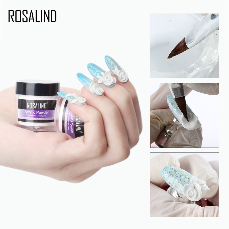 Rosalind wholesale professional crystal carving art decorations monomer acrylic liquid and nail color acrylic powder for nail