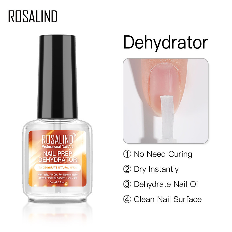 Rosalind logo natural gel nails art polish strengthener bonder primer and nail uv gel acid free prep dehydrator set for manicure