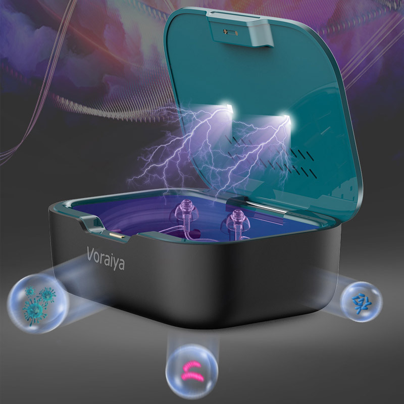 Family Hearing Aid case cleaner led UVC Sanitizer earphone Drying UV light Sterilizer holder Dryer Box