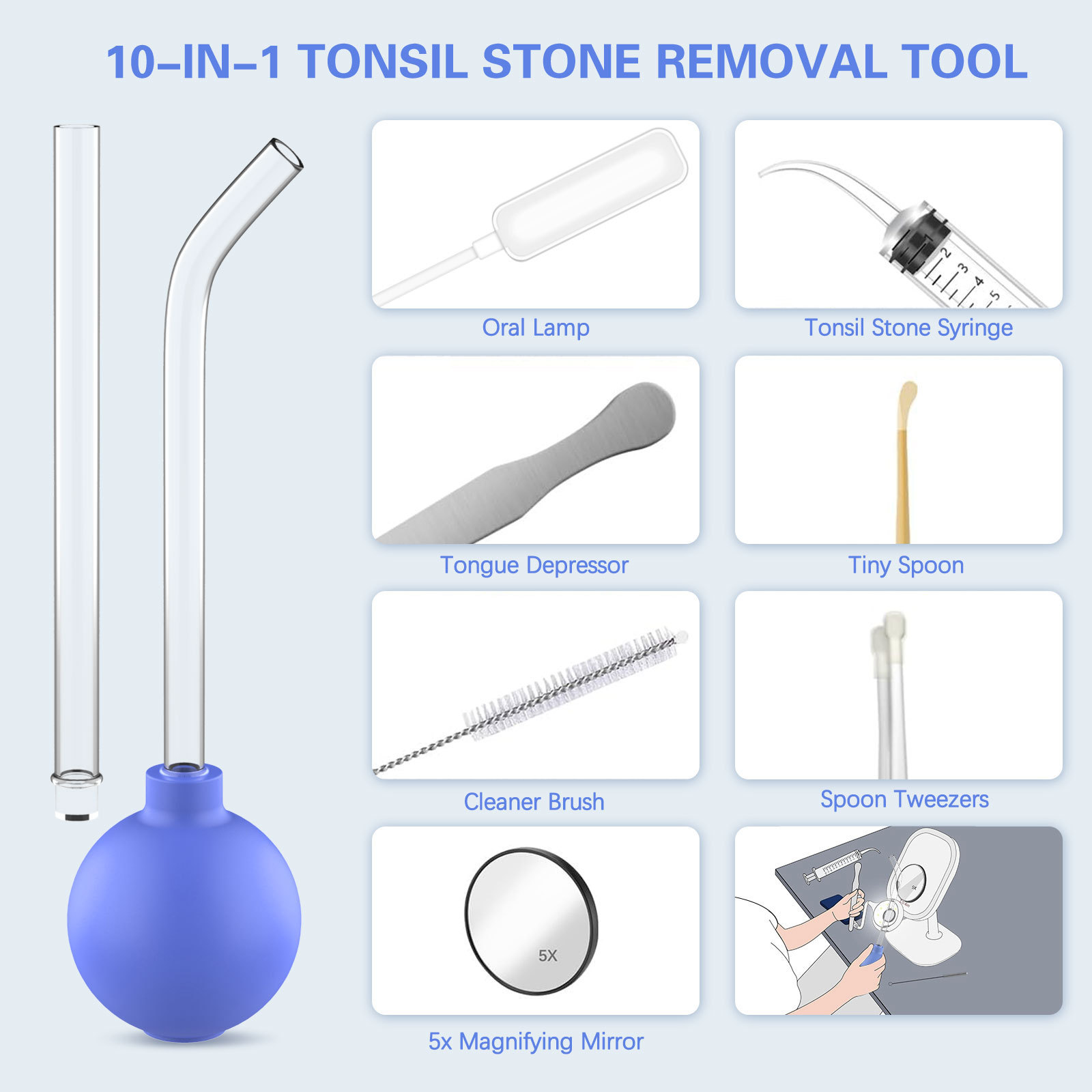 Professional oral Care Tonsil Stone RemoveVacuum Electronic Tonsil Stone Removal washer Mouth Cleaning Care Kit