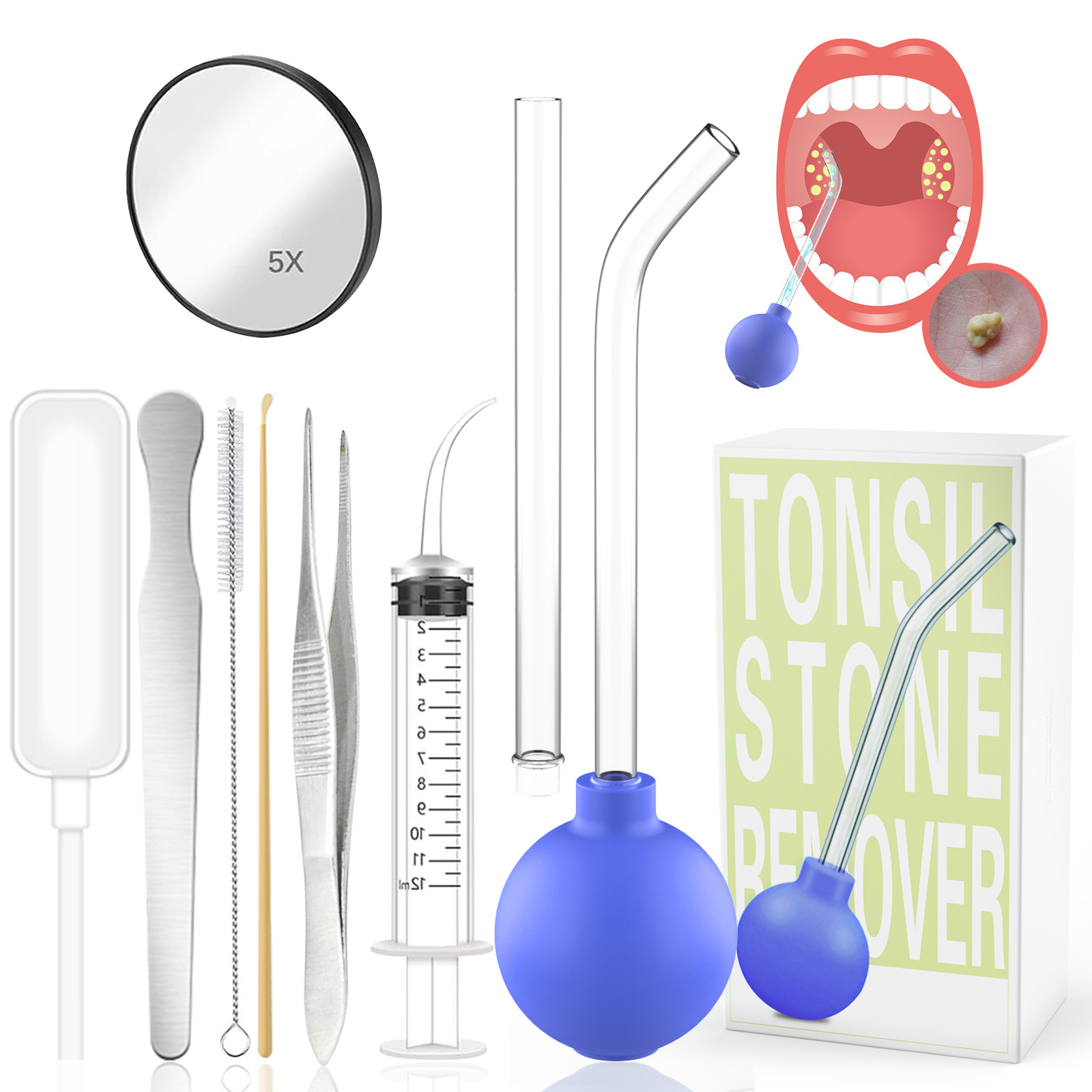 Professional oral Care Tonsil Stone RemoveVacuum Electronic Tonsil Stone Removal washer Mouth Cleaning Care Kit