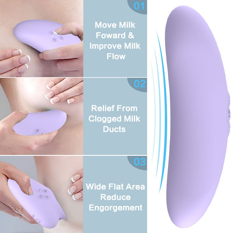 Factory OEM Electric Vibrator Machine Heat Warming Silicone Lactation Breast Massager for Breastfeeding