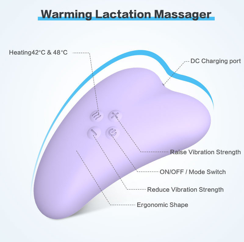 Factory OEM Electric Vibrator Machine Heat Warming Silicone Lactation Breast Massager for Breastfeeding