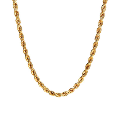 Stainless Steel 5MM Trends Twisted Choker Chunky Chain Necklace Gold Rope Twist Chain Necklace