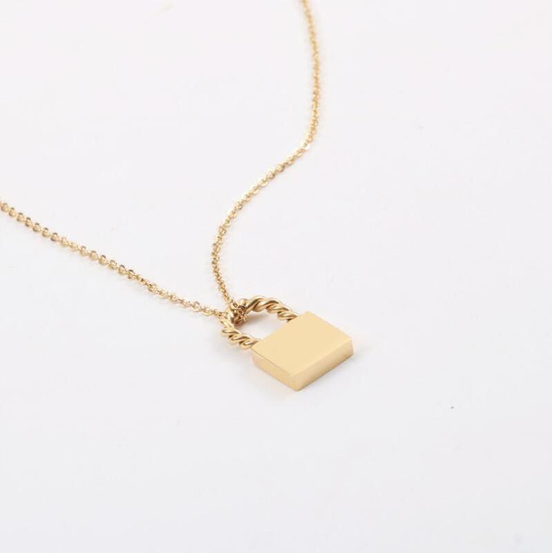 New Arrival Women Luxury 18K Gold Plated Big Pendant Lock Chain Necklace link Padlock Necklace Stainless steel