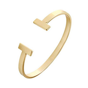 Fine Jewelry 316 stainless steel bracelet bangle cuff  Women T Bar Gold Plated Tarnish Free Cuff bracelet Jewelry