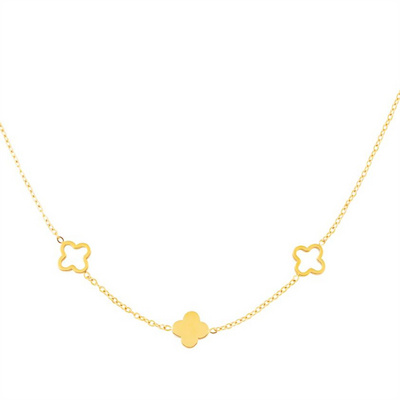 Lucky four Leaf clover necklace 2024 new arrivals jewelry Sets 18k gold plated Trio Clover stainless steel Women necklace