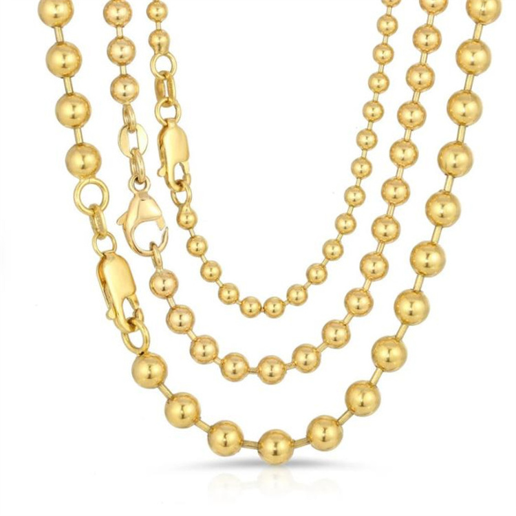 Comfortable Classic Italian Ball Bead Chain Necklace women ladies 18k gold pvd plated stainless steel beaded chain necklace bulk