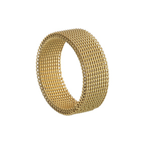 Jietao Wholesale Stainless steel Cheap Jewelry Tarnish free couple flexible Gold mesh band finger ring for men and women