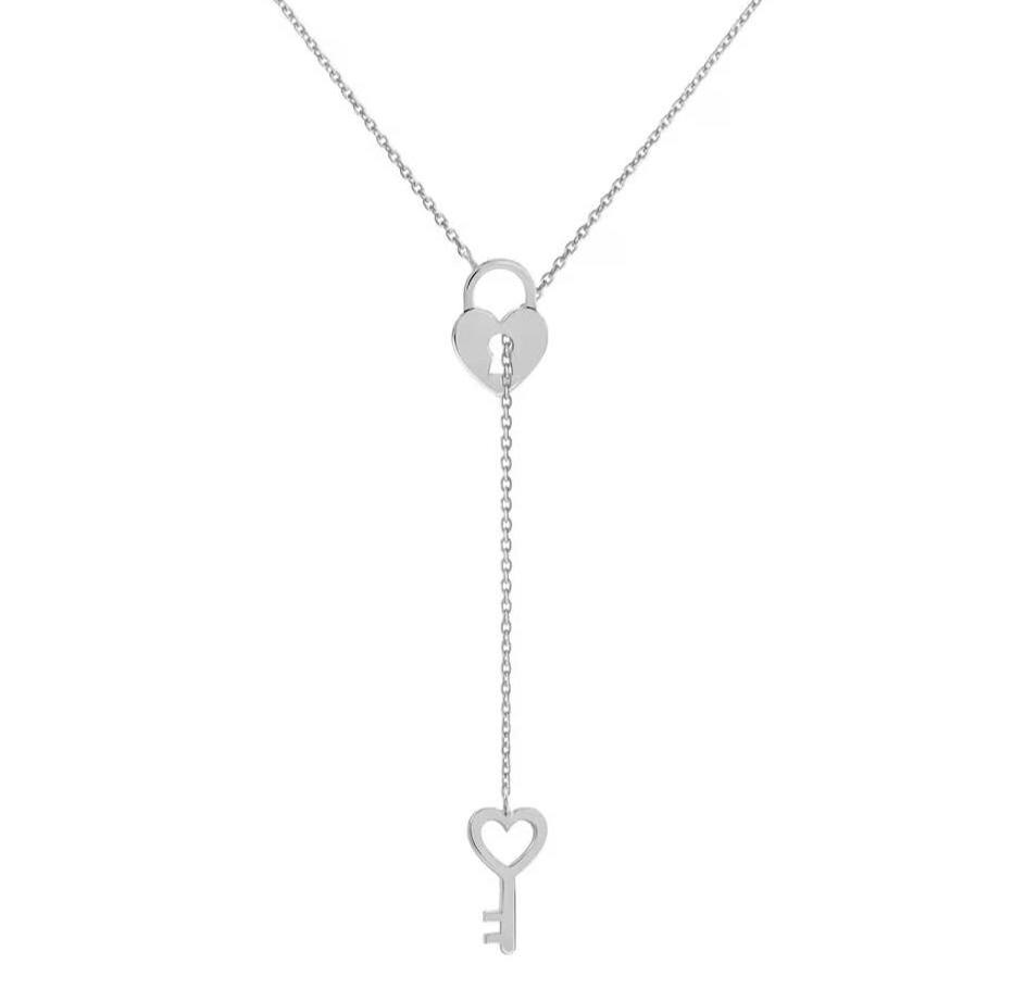 Stainless Steel Love Gift Souvenir Jewelry Gold Locket and Key Lariat Gold Heart Necklace Heart Locket Key Charm