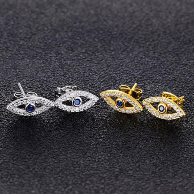 European Fashion Blue Eye 18K Gold Women Diamond Earring