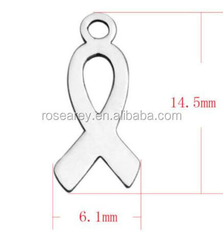 wholesale Silver Ribbon Charms Stainless Steel Cancer Awareness Charm Jewelry findings