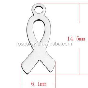 wholesale Silver Ribbon Charms Stainless Steel Cancer Awareness Charm Jewelry findings