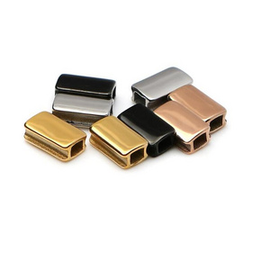 Stainless Steel Jewelry Connectors Metal Engraved Company Brand Name Personalized Charm Rectangle Clasp Logo Beads