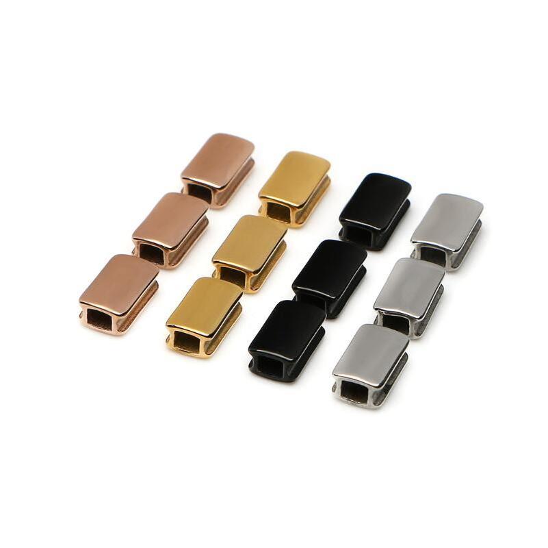 Stainless Steel Jewelry Connectors Metal Engraved Company Brand Name Personalized Charm Rectangle Clasp Logo Beads