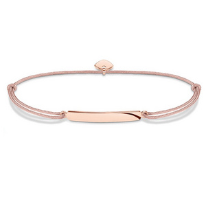 Fashion Personalised Stainless Steel Rose Gold Heart Charm Engravable Bar Nylon Cord Adjustable Rope Bracelet