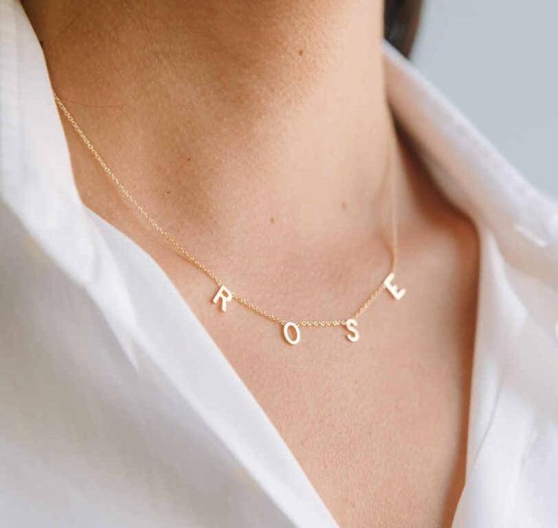 Fashion Stainless steel Space Jewelry Custom Femme Statement Word Meaning Initial Gold Spaced MAMA Necklace