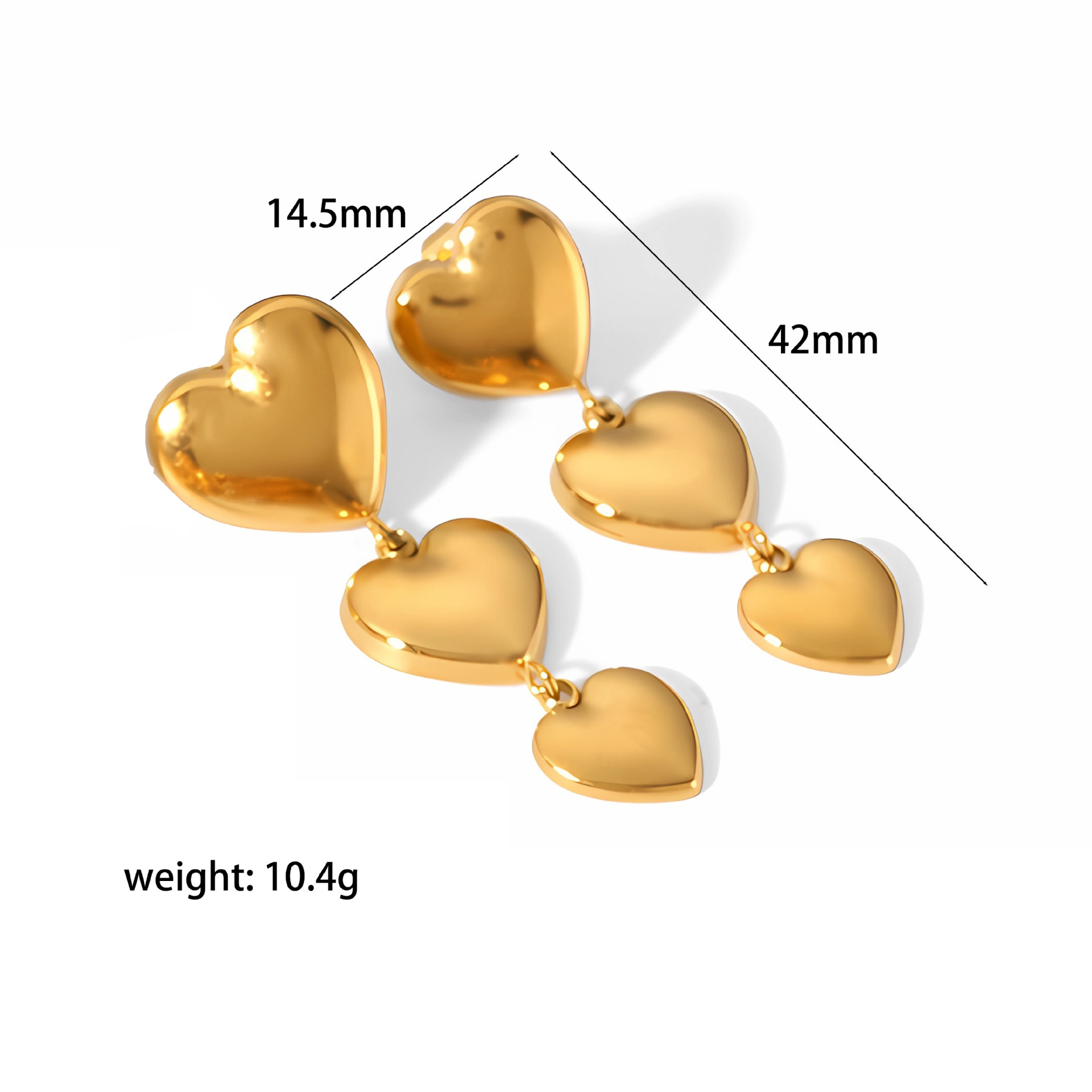 accessories fashion jewelry earrings Luxury Banquet Gold Plated Love Heart Shaped Stud Earrings wedding Earrings for brides