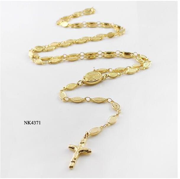 Fashion Women Stainless Steel Virgin Mary Jesus Cross Pendant Women Long Rosary Chain Necklace Best Religious Jewelry Gift