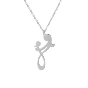 Mothers Day Gift Family Silver Jewelry Mother Baby Child Pendant Mother and Daughter Necklace Stainless steel