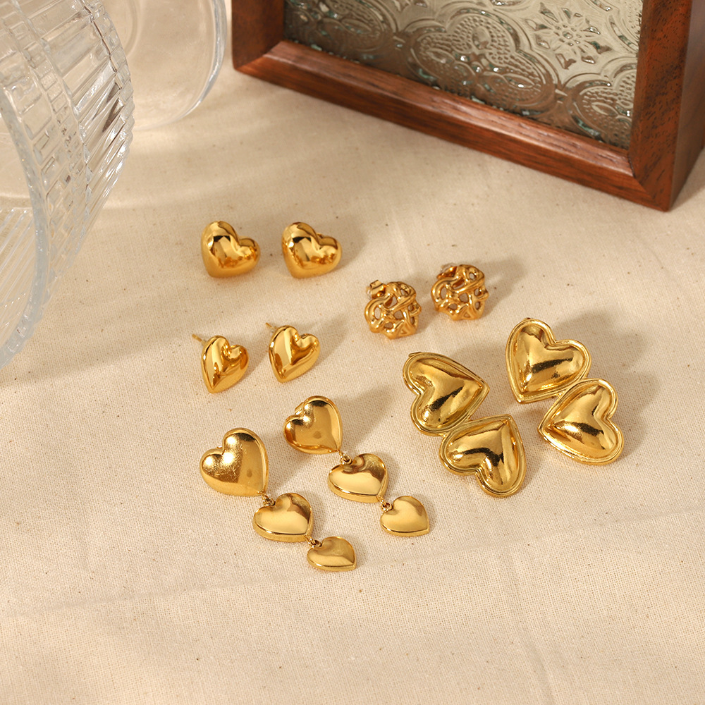 accessories fashion jewelry earrings Luxury Banquet Gold Plated Love Heart Shaped Stud Earrings wedding Earrings for brides