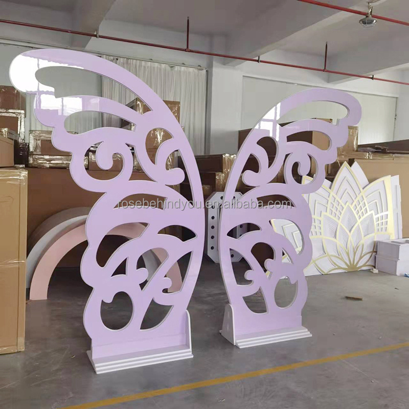 Wedding Pvc Acrylic Backdrop Panel Stand Colorful Pink Butterfly Wings Large Acrylic Butterfly For Party Events Wedding Backdrop