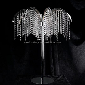 2023 New umbrella shape gold silver crystal flower stand wedding table centerpiece