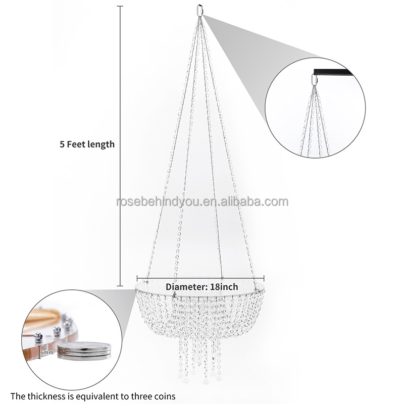 Wedding supplied modern swing chandelier hanging cake stand with crystals for wedding decorative