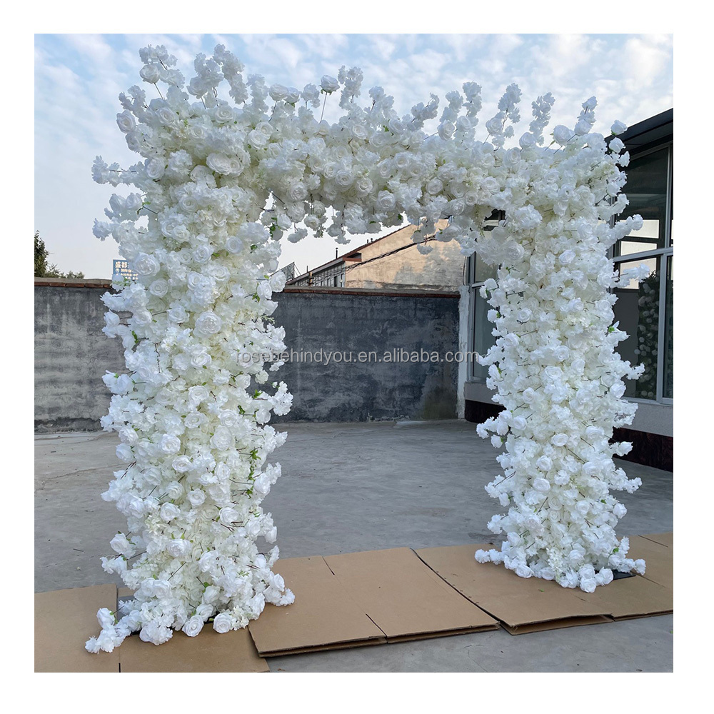 Wedding ceremony 8 feet customized silk rose flowers arch cherry blossom wedding arch decorated flower metal arch