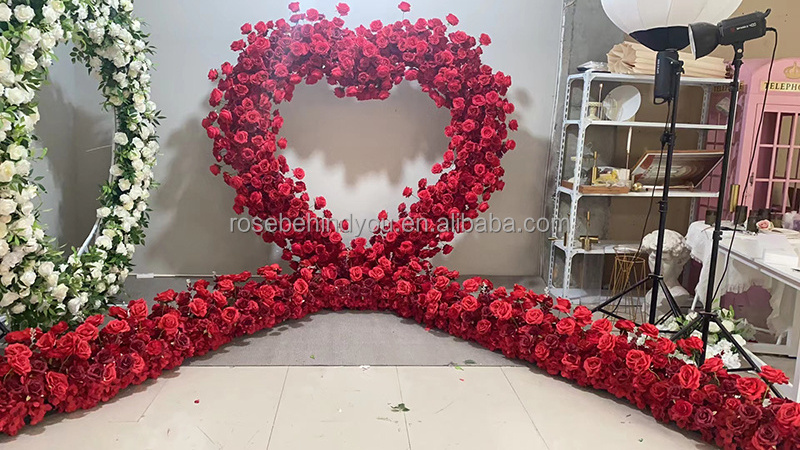 2023 Wedding Proposal Silk Roses Artificial Flowers Red Flower Heart Arch