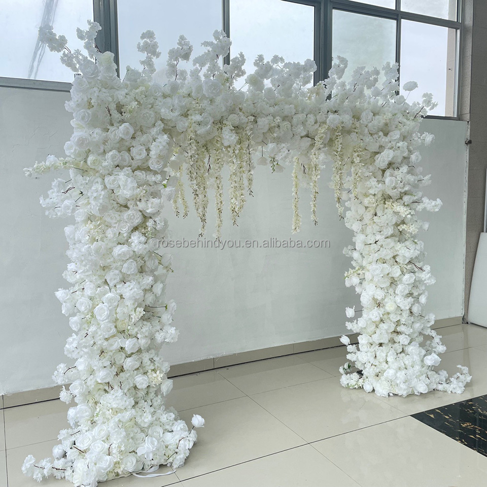 Wedding ceremony 8 feet customized silk rose flowers arch cherry blossom wedding arch decorated flower metal arch