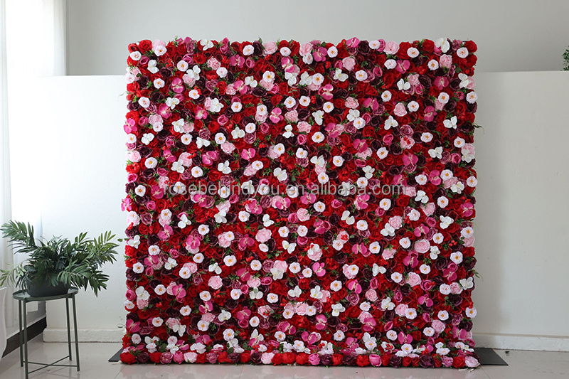 Roll up white purple hanging wall flower vine ceiling silk wisteria 3d flower wall backdrop decor for wedding backdrop