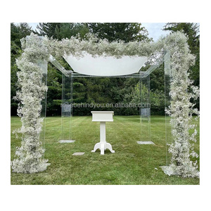 Transparent wedding acrylic chuppah pipe and drape stage mandap clear wedding canopy for wedding stage