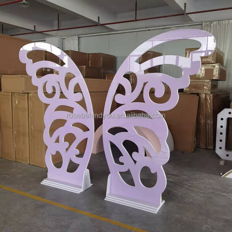 Wedding Pvc Acrylic Backdrop Panel Stand Colorful Pink Butterfly Wings Large Acrylic Butterfly For Party Events Wedding Backdrop