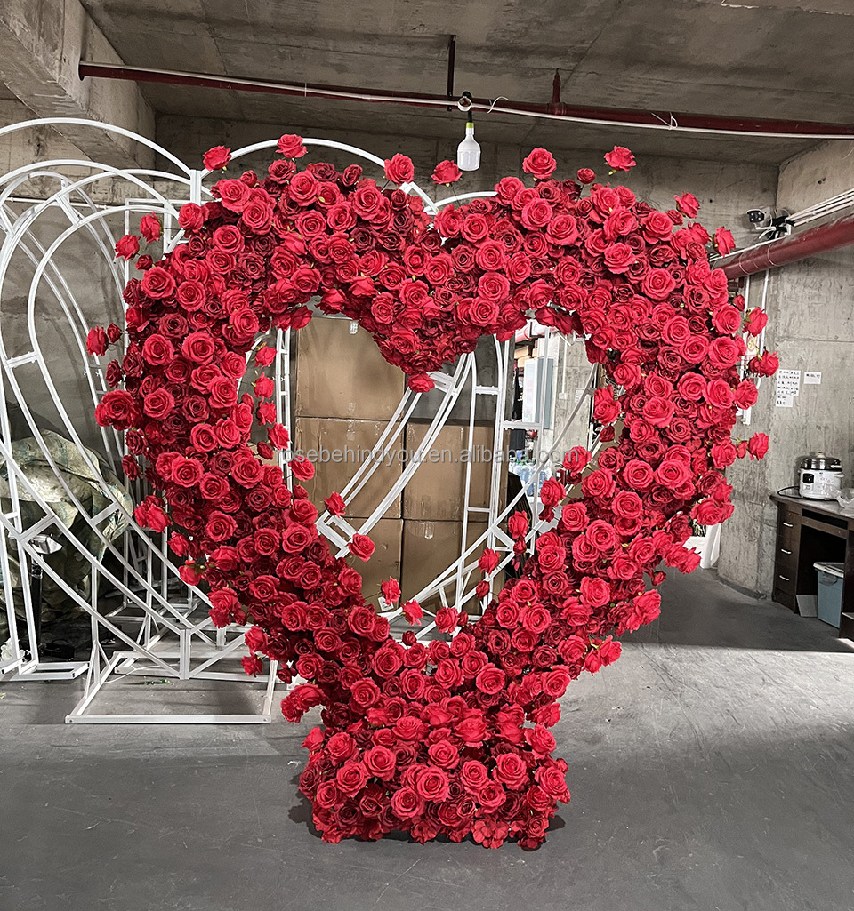 Wedding Centerpiece Arch Red Big Heart Roses Wedding Rose Heart Shaped Arch Events Backdrop