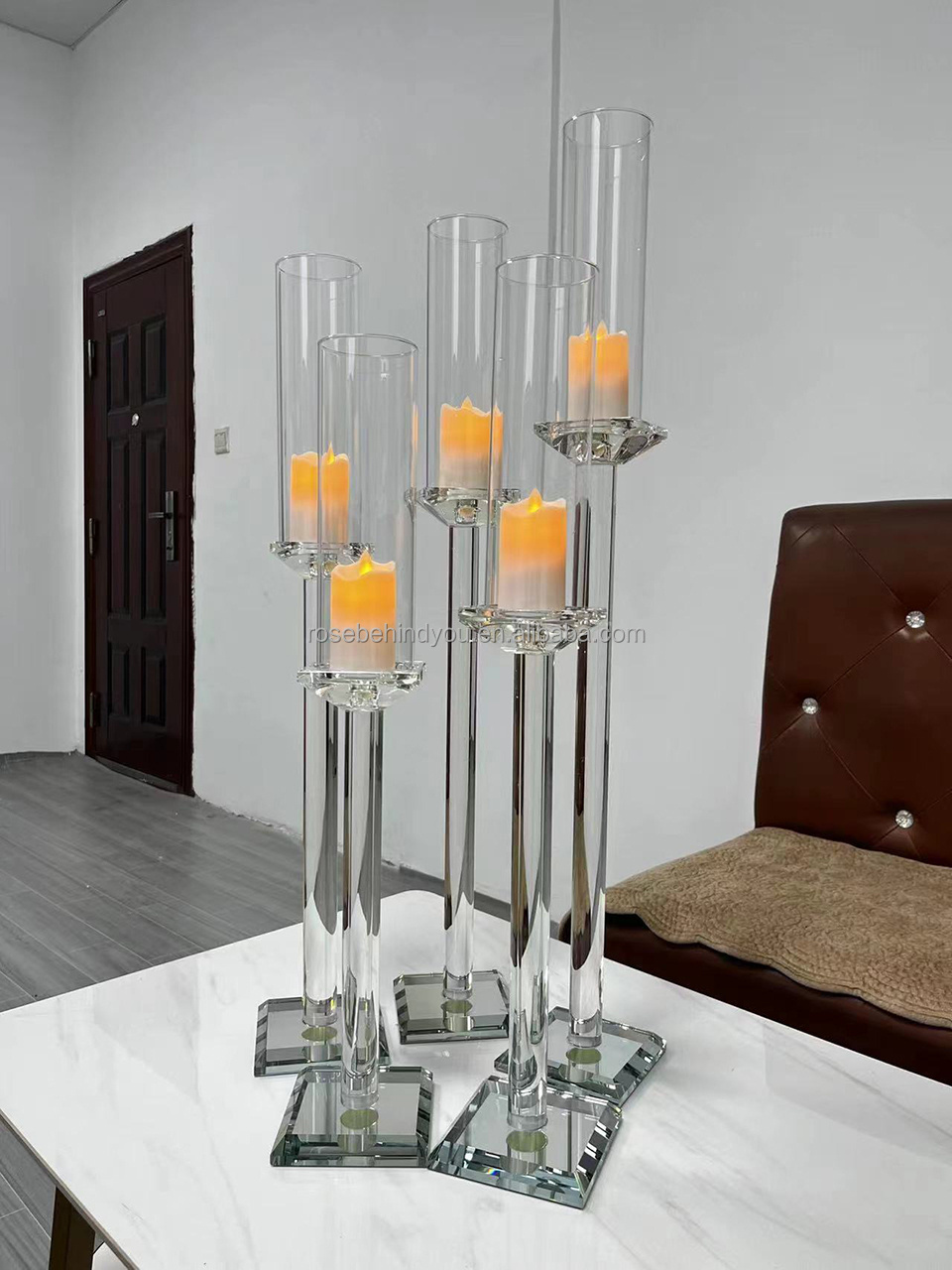 European Luxury Table Disassembly Candelabra Centerpieces Crystal Candle Holder For Wedding Hotel Banquet Table Centerpiece