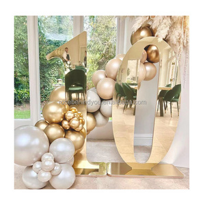 Wedding stage decoration gold mirror acrylic numbers wedding arch backdrop stand for birthday party events