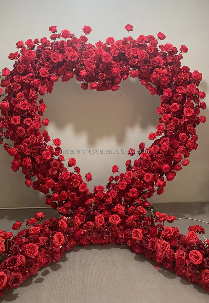 2023 Wedding Proposal Silk Roses Artificial Flowers Red Flower Heart Arch