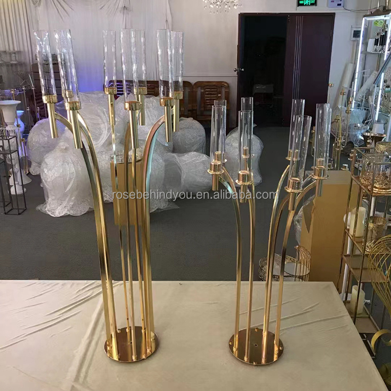 Wedding holder candle metal candelabra of the wedding hall table top centerpieces for wedding table round