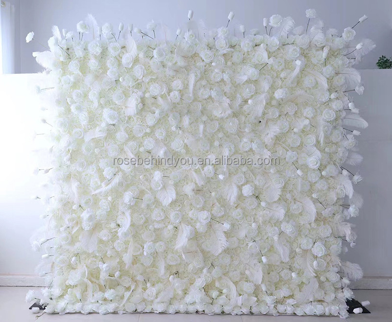 Salon Store Rental Wedding Decor 5D Luxury Tropical Foliage Pampas Wall Panel Silk Artificial Pampas Grass Flower Wall Backdrop