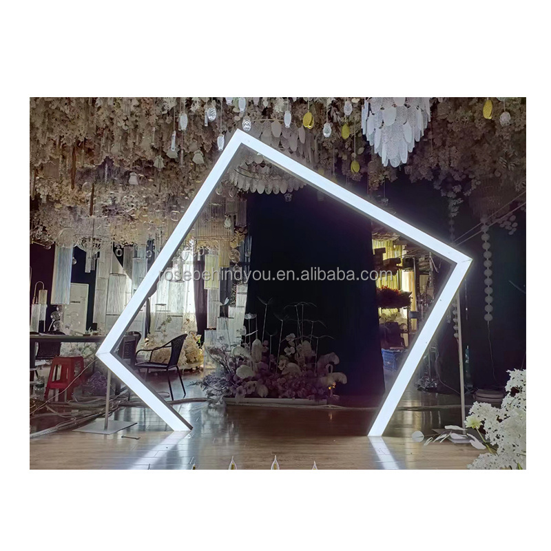 Wedding Ceremony Metal Wedding Arch Backdrop Led Tunnel Geometric Arch For Stage