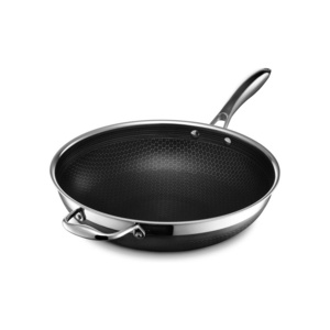 Restaurant Three Layer Stainless Steel Kitchen Food Cooking Honeycomb Wok Hybrid Nonstick Heat Evenly Stainless Steel Wok