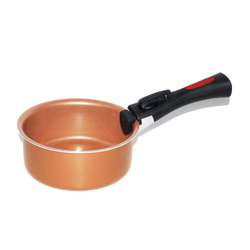 Copper color coated pots and pans nonstick cookware set with removable handle