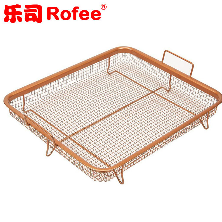 Non Stick Copper Crisper Oven copper grill basket& grill pan