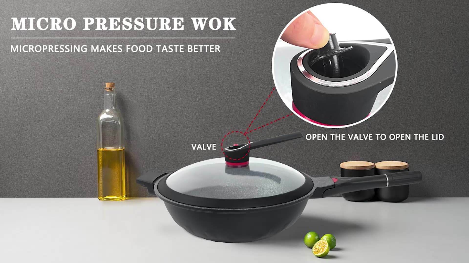 wholesale high quality Non stick Medical stone Wok Round Wok Carbon Steel Frying Pan